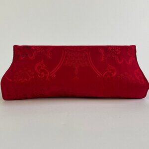 Shanghai Tang Red Fabric Embossed Clutch
